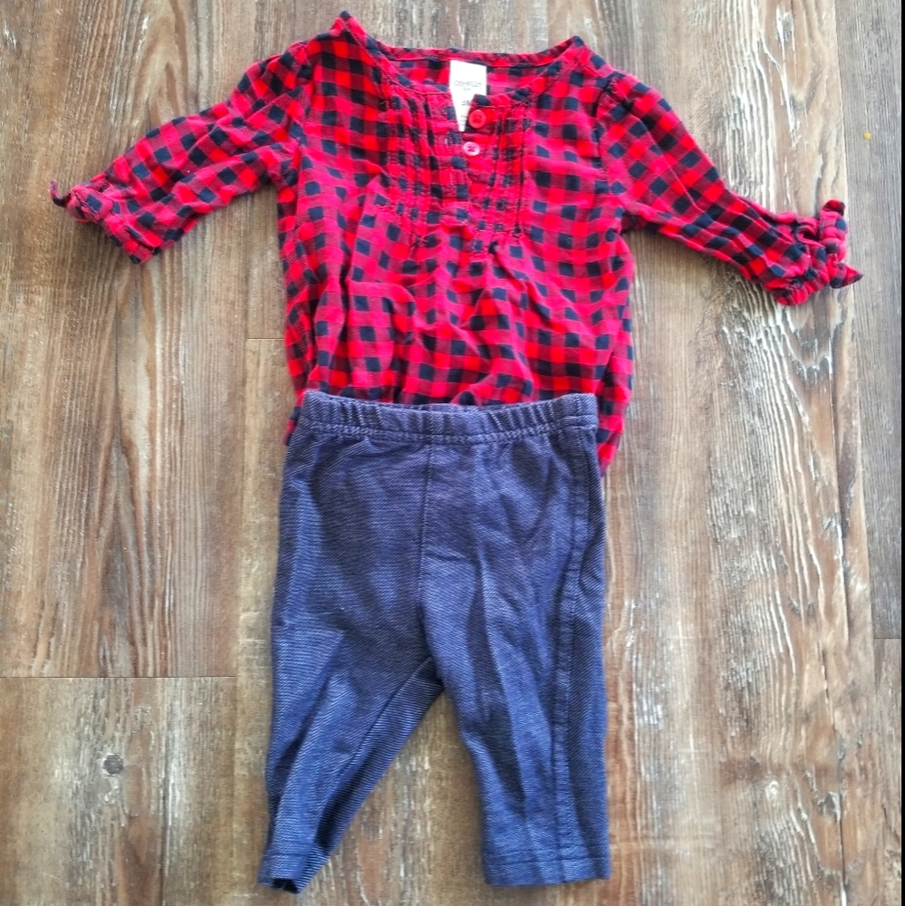 Oshkosh baby girl flannel and Carters jeggings